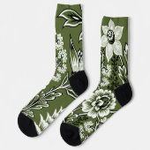 Fantastische Blume (Moss Green) Socken (Linkes Detail)