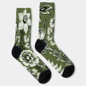Fantastische Blume (Moss Green) Socken (Rechts)