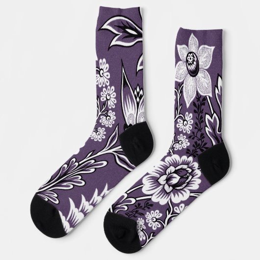 Fantastische Blume (Pflaume) Socken (Linkes Detail)