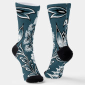 Fantastische Blume (Schiefer Aquamarin) Kunstkunst Socken (Gewinkelt)