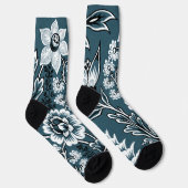 Fantastische Blume (Schiefer Aquamarin) Kunstkunst Socken (Rechts)