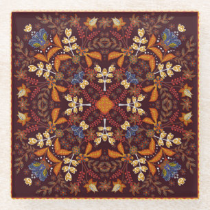 Fantastische Blume: Vintages Zierdesign Glasuntersetzer