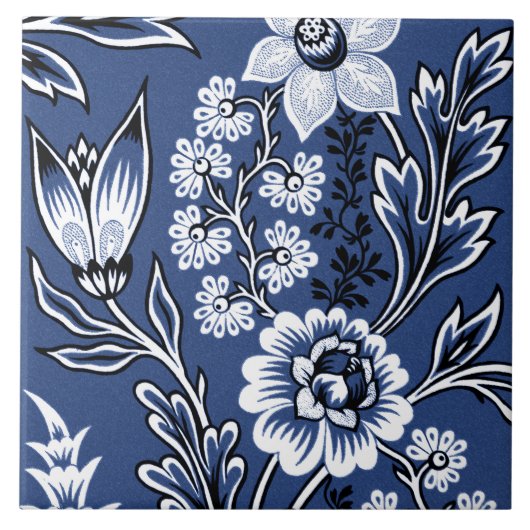 Fantastische Blumen (Blau) Fine Art Fliese (Vorderseite)