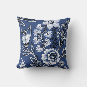 Fantastische Blumen (Blau) Fine Art Kissen