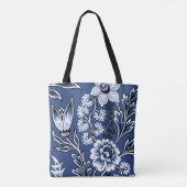 Fantastische Blumen (Blau) Fine Art Tasche (Rückseite)