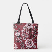 Fantastische Blumen (Marone) Fine Art Tasche (Rückseite)