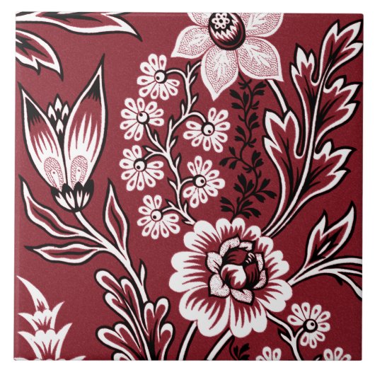 Fantastische Blumen (Maroon) Fine Art Fliese (Vorderseite)