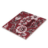 Fantastische Blumen (Maroon) Fine Art Fliese (Seite)