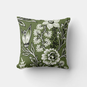 Fantastische Blumen (Moosgrün) Fine Art Kissen