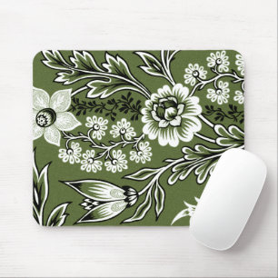 Fantastische Blumen (Moosgrün) Fine Art Mousepad