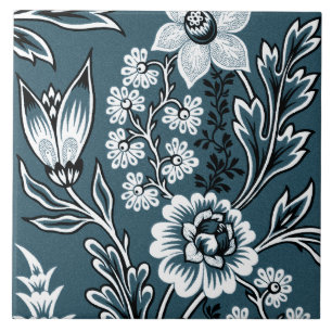 Fantastische Blumen (Schiefer-Türkis) Fine Art Fliese