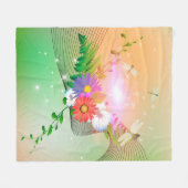 Fantastische Blumen und Libellen Fleecedecke (Vorderseite (Horizontal))