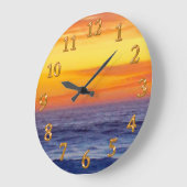 Fantastische brennende Sonnenuntergang-Strand-Uhr Große Wanduhr (Winkel)