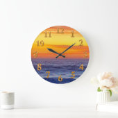 Fantastische brennende Sonnenuntergang-Strand-Uhr Große Wanduhr (Zuhause)