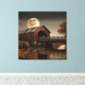 Fantastische Covered Bridge und Mondbrücke Leinwan Leinwanddruck (Insitu (Holzboden))