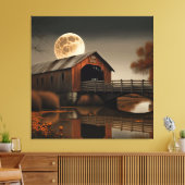 Fantastische Covered Bridge und Mondbrücke Leinwan Leinwanddruck (Insitu (Wohnzimmer))