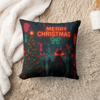 Fantastische Cyberpunk-Weihnachtsstraße Kissen