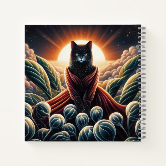 Fantastische digitale Kunst: Night Sky Cat umgeben Notizblock (Rückseite)