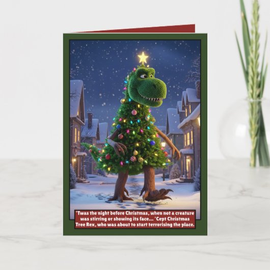 Fantastische Dinosaurier-Weihnachtskarte Karte (Vorderseite)