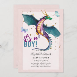 Fantastische DRAGON Themed Baby Boy Shower Reveal Einladung