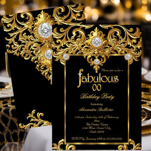 Fantastische Elegante Geburtstagsparty Black Diamo Einladung