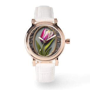 Fantastische Eleganz: Rosa Tulip im Jugendstil-Des Armbanduhr