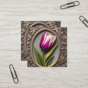 Fantastische Eleganz: Rosa Tulip im Jugendstil-Des Quadratische Visitenkarte