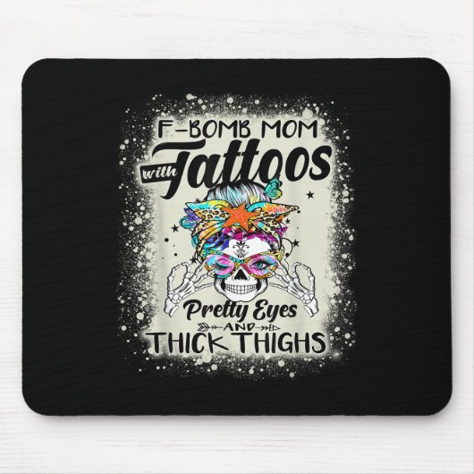 Fantastische F-Bomb-Mama mit Tattoos Hübsche Augen Mousepad (Vorne)