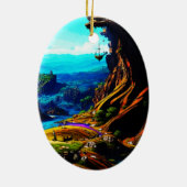 Fantastische Fantasy Landschaft 914 Keramik Ornament (Hinten)
