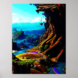 Fantastische Fantasy Landschaft 914 Poster