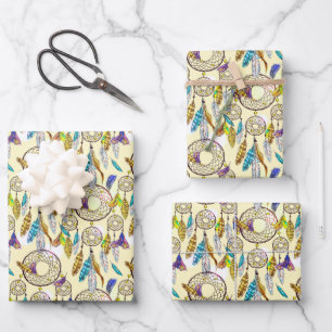 Fantastische Farben Traumfänger Muster Geschenkpapier Set