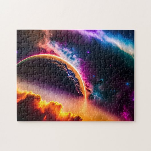 Fantastische farbenfrohe Wolken und Planetenlandsc Puzzle (Horizontal)