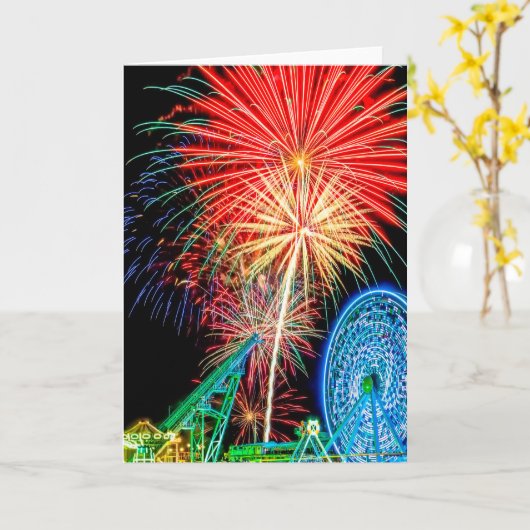 Fantastische Fireworks Grußkarte Karte (Gelbe Blume)