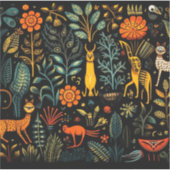 Fantastische Flora und Fauna auf dunklem Hintergru Aufkleber (Vorderseite)