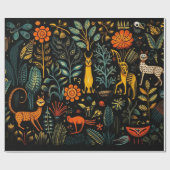 Fantastische Flora und Fauna auf dunklem Hintergru Geschenkpapier (Flach)