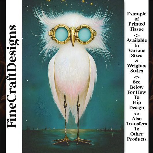 Fantastische Fluffy Niedlich White Bird BS8 Decoup Seidenpapier