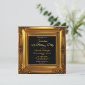 Fantastische Foto Geburtstagsparty Verziert Goldra Einladung (Stehend Vorderseite)