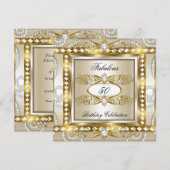 Fantastische Geburtstagsfeier Cream Diamond Pearl  Einladung (Vorne/Hinten)