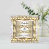 Fantastische Geburtstagsfeier Cream Diamond Pearl  Einladung (Stehend Vorderseite)