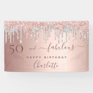 Fantastische Geburtstagsfeier Rose Gold Glitzer Ro Banner