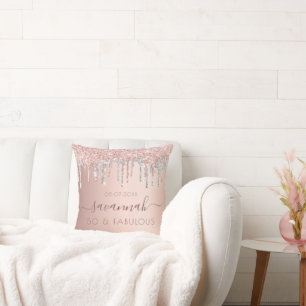 Fantastische Geburtstagsfeier Rose Gold Glitzer Ro Kissen