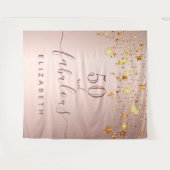 Fantastische Geburtstagsfeier Rose goldene Sterne Wandteppich (Vorderseite (Horizontal))