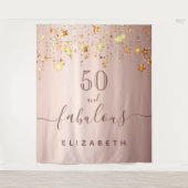 Fantastische Geburtstagsfeier Rose goldene Sterne Wandteppich (Vorderseite)