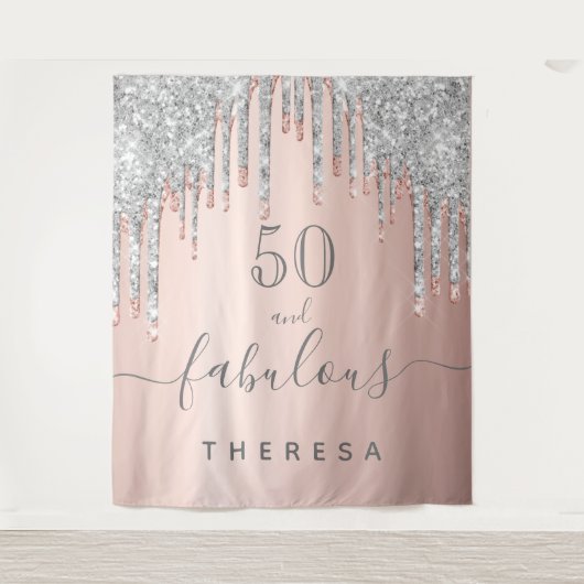 Fantastische Geburtstagsparty Glitzer Rose Gold Wandteppich (Vorderseite)