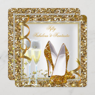 Fantastische Geburtstagsparty mit weißem Gold Einladung