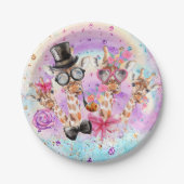 Fantastische Giraffen in den Baumwollwoll-Candy-Wo Pappteller (Vorderseite)