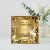 Fantastische Goldene Champagner Einladung (Stehend Vorderseite)