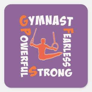 Fantastische Gymnastik-Jungegymnast-Powerstärke Quadratischer Aufkleber