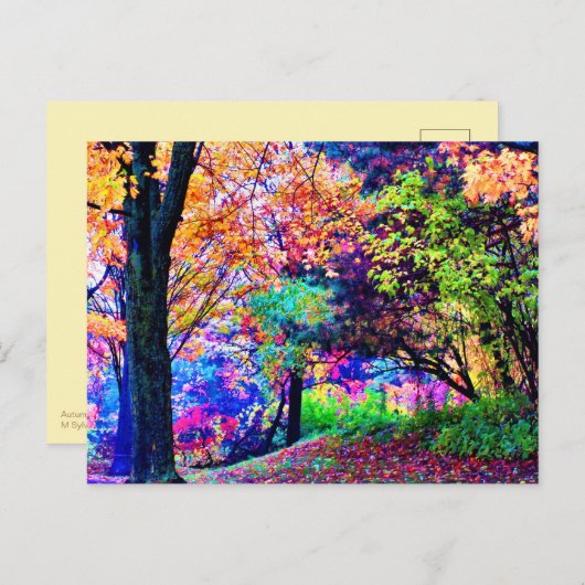 Fantastische Herbstfarben Herbst Blätter Bäume Lan Postkarte (Vorne/Hinten)