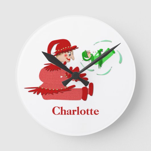 Fantastische Holzspielfiguren Runde Wanduhr (Vorderseite)